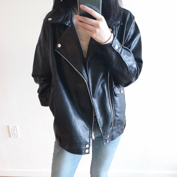 Summer Sale PU leather black motorcycle jacket - Picture 4 of 8